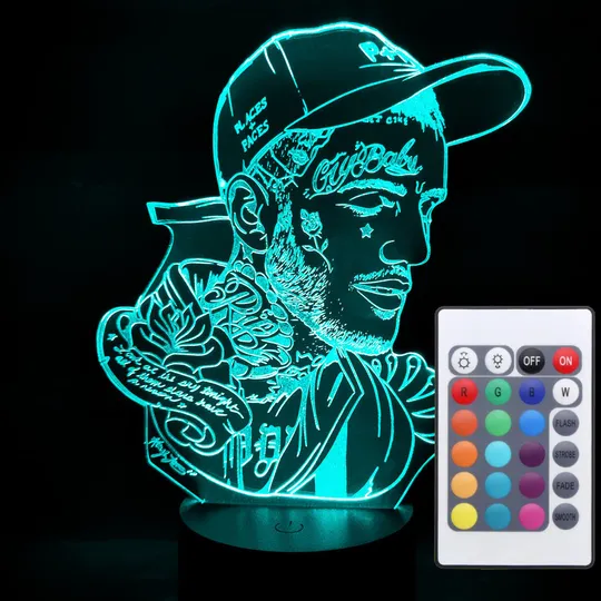 Акриловий світильник-нічник з пультом 16 кольорів Lil Peep tty-n001750 Ціна