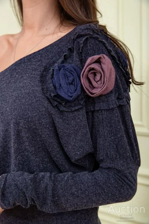 Шерстяное приталенное платье, синего цвета, 167R147-1 Інтернет-аукціон