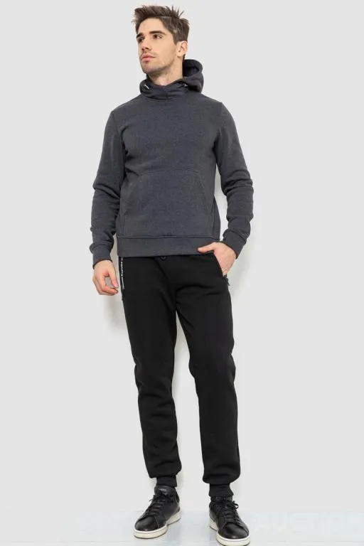 Купити Худи мужской на флисе с капюшоном, цвет темно-серый, 214R022