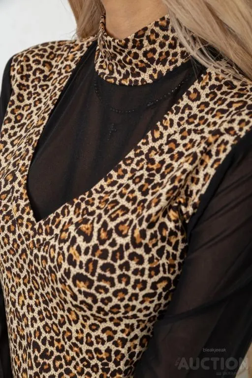 Лонгслив женский с рукавом в сетку, цвет леопардовый, 186RG400 Де купити