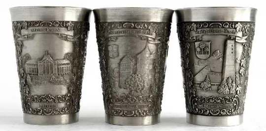 Олов&#039;яні келихи 3 шт., колекція №22, Zinn95%, Germany З аукціону