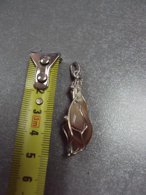 Подвеска кулон агат с листочком авторская работа серебро 925 проба Украина вес 6,66 г 5 см №11909 Продаж