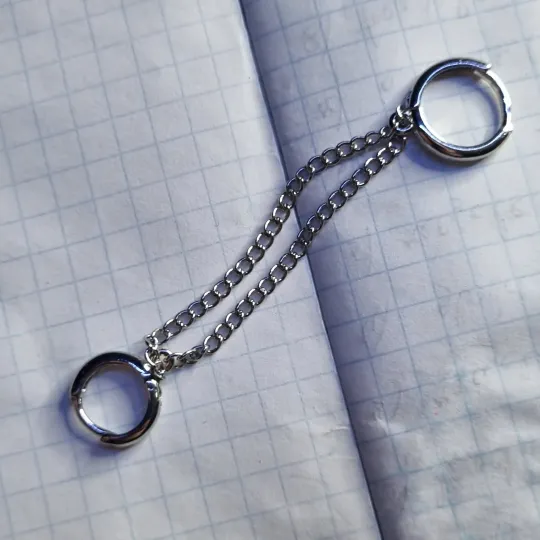 Кафф кільце на вухо подвійний з ланцюжком Недорого