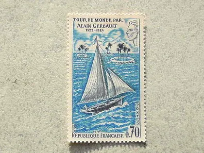 фото, Поштова марка Франція " Флот Кораблі " 1970 рік **