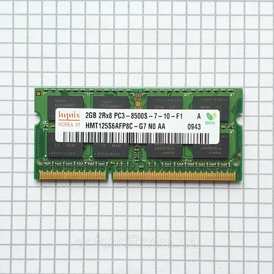 Модуль пам&#039;яті Hynix 2GB 2Rx8 PC3-8500S (DDR3) HMT125S6AFP8C-G7 для ноутбука оригінал Ціна