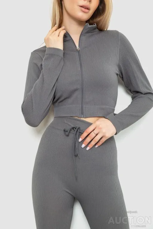 Купити Костюм женский в рубчик, цвет серый, 244R14302