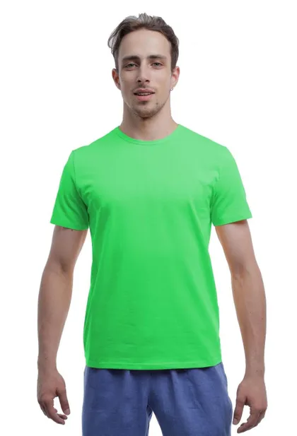 фото, Футболка чоловіча однотонна з бавовни Bono 950155 салатова 50