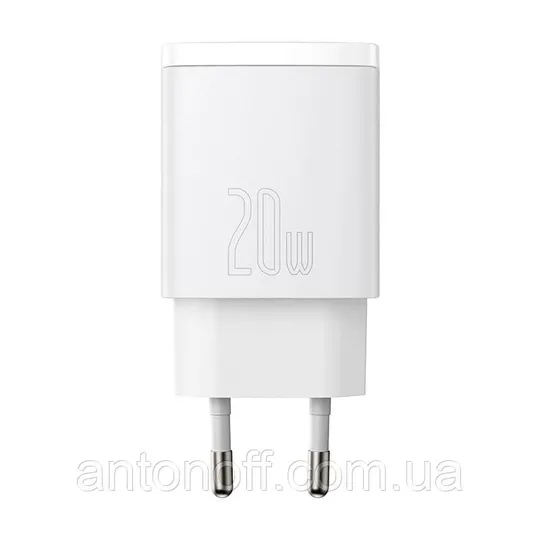 Блочок Baseus Compact Quick Charger 20W швидка зарядка Type-C+USB / CCCP20UE CCXJ-B02 Білий З аукціону