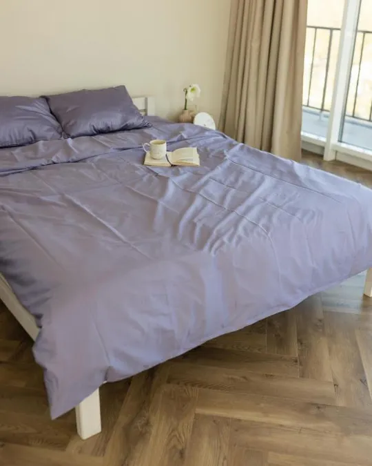 Постельное белье полуторное Dushka Home Сатин Люкс 20928 160х215 см лавандовое Ціна