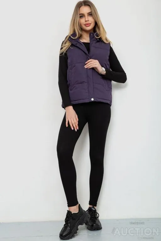 Купити Жилет женский с капюшоном, цвет темно-фиолетовый, 243R20232