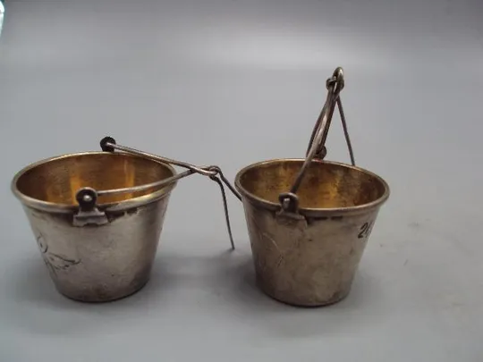 Купити Ситечко для чая ведерко чайное ситечко серебро 875 проба ссср позолота вес 41,16 г лот 2 шт №14307