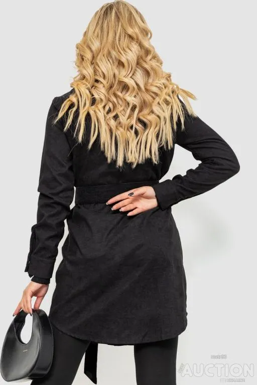 Платье-рубашка с поясом, цвет черный, 102R5135-1 Продаж