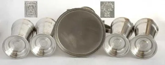 Антикварні олов'яні глечик і 4 келихи, Germany Характеристики