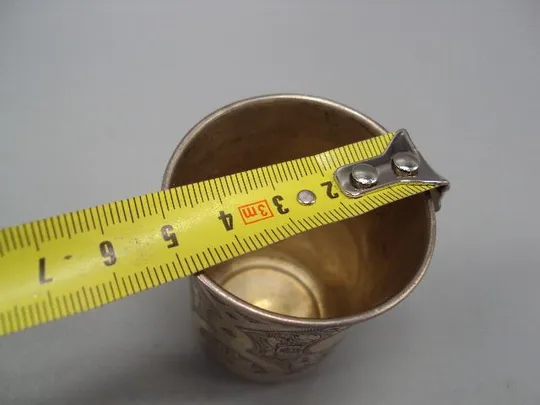 Купити Рюмка стопка узор цветы серебро 84 проба клеймо И.К вес 42,62 г высота 6 см, диаметр 4,9 см №14325