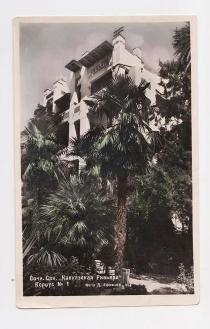 фото, СОЧІ - СОЧИ = Санаторий *КАВКАЗСКАЯ РИВЬЕРА* = 1949 р. = ЕФИМОВ = чиста ==
