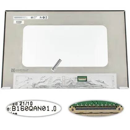 фото, Матриця 16.0" B160QAN01.0 (3072*1920, 40pin(eDP, IPS), LED, SLIM(без доп. панелі), матова, роз'єм праворуч внизу) для ноутбука