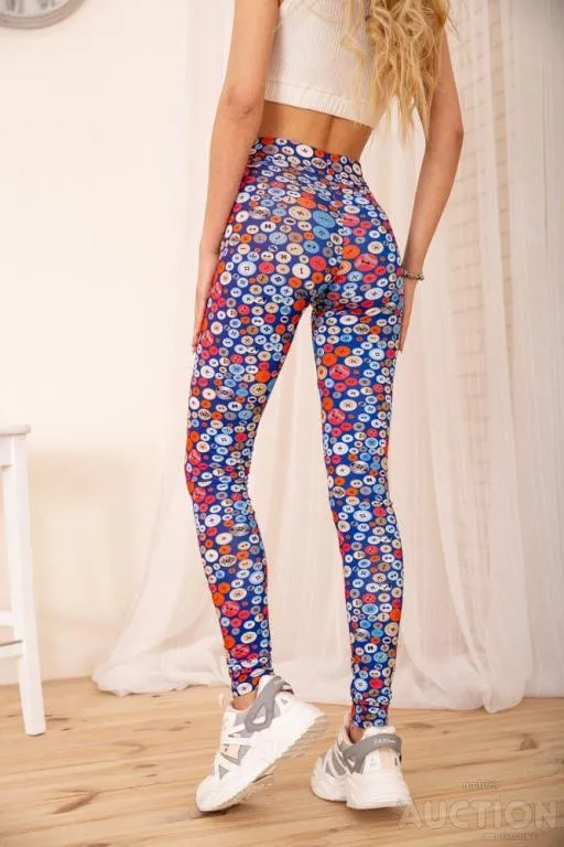 Лосины женские с утяжкой и принтом, цвет Синий, 172R12-2 Продаж