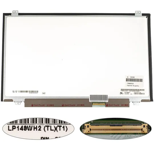 Матриця 14.0" LP140WH2-TLT1 (1366 * 768, 40pin (eDP), LED, SLIM (вертикальні вушка), глянець, роз'єм справа внизу) для ноутбука Ціна