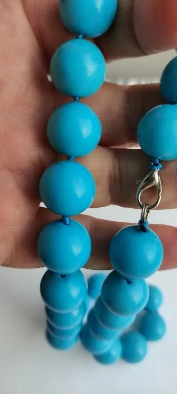 Красивое колье из натуральных камней лазурного цвета, прессованная бирюза mg655 Продаж