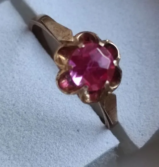 Кольцо СССР серебро 925 позолота с розовым камнем 18 размер  vt324 Ціна