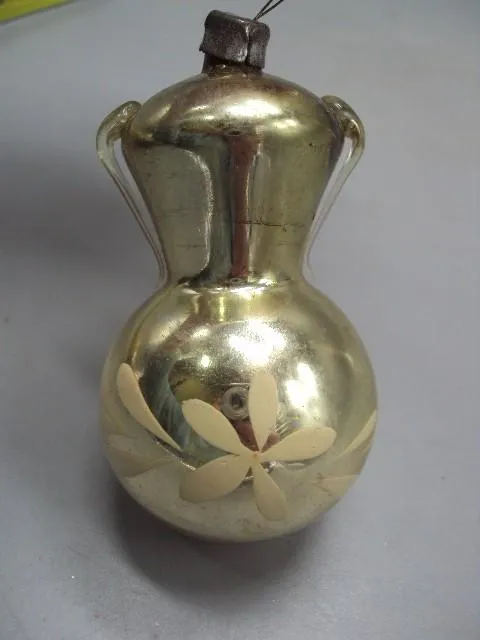 Елочная игрушка подвесная украшение ваза кувшин амфора узор цветок стекло ссср 8,5 см №14799 Ціна