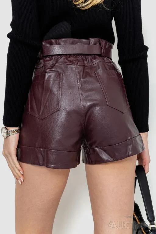 Шорты женские экокожа, цвет бордовый, 186R5222 Продаж