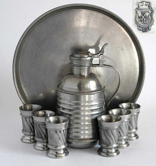 Антикварний олов&#039;яний набір для вина, сервіз, 1930-ті рр., Німеччина Продаж