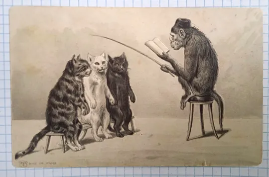 Поштова картка Шкільна наука. Котики. поч. ХХ ст. bZ07 Ціна