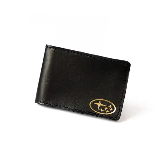 Обкладинка для автодокументів з логотипом "SUBARU" чорна з позолотою. Ціна