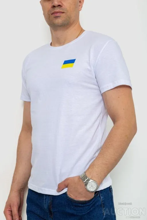 Футболка мужская патриотическая, цвет белый, 226R040 З аукціону