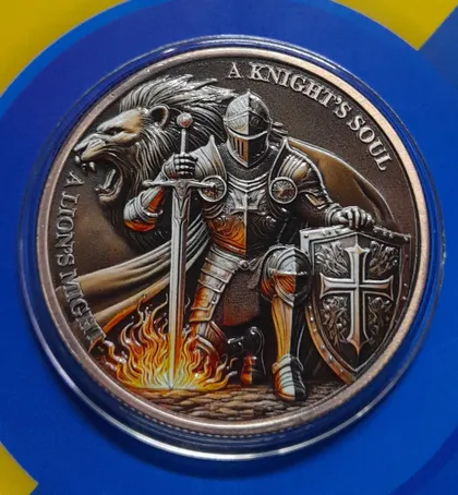 фото, Сувенірна монета: " Воїн і Лев ".