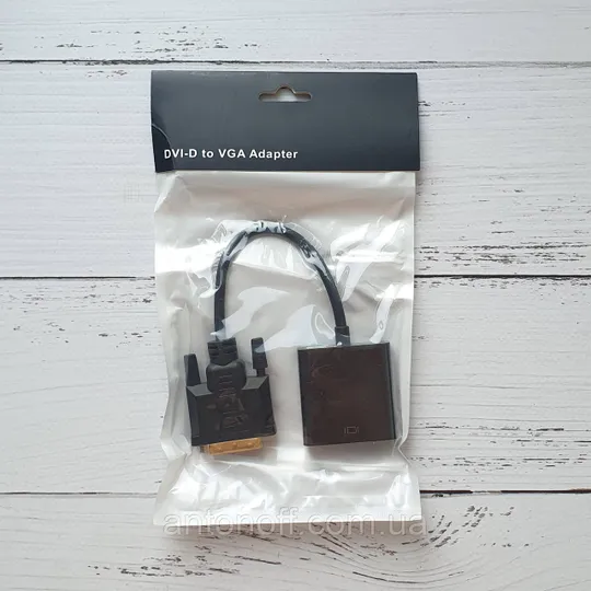 Перехідник DVI-D (тато) to VGA (мама) адаптер для монітора ПК чорний Ціна