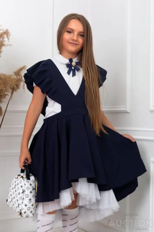 Сарафан для дівчинки колір темно синій Де купити