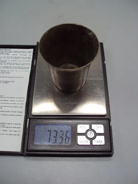 Рюмка стопка узор цветы серебро проба 12 лот вес 73,36 г высота 6,7 см, диаметр 5,8 см №14323 Недорого