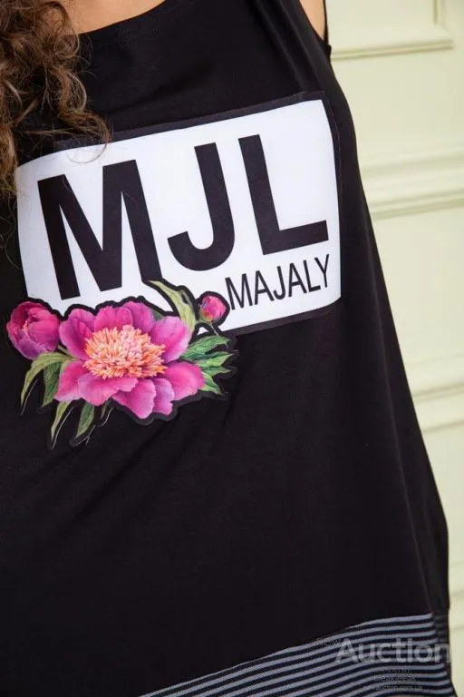 Летнее платье без рукавов, черного цвета с принтом, 167R051 Де купити