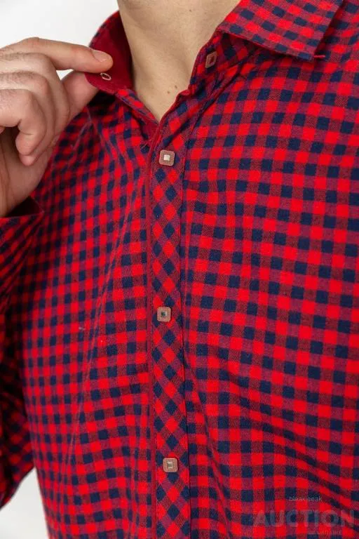 Рубашка мужская в клетку байковая, цвет красно-синий, 214R16-33-164 Де купити