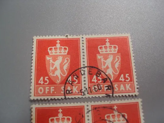 Купити марки сцепки Норвегия 1955 г. Служебные марки. 45 э. стандарт лев корона лот гаш №1961