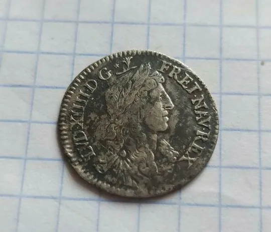 1662 ФРАНЦИЯ Король ЛЮДОВИК XIV Серебряная Французская монета 1/12 Экю подлинная kf735 Ціна