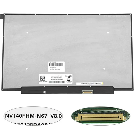 Матриця 14.0" NV140FHM-N67 (1920*1080, 30pin(eDP, IPS, 250cd/m2, 16.7M, 45% NTSC), LED, SLIM (без планок та вушок), матова, роз'єм Ціна
