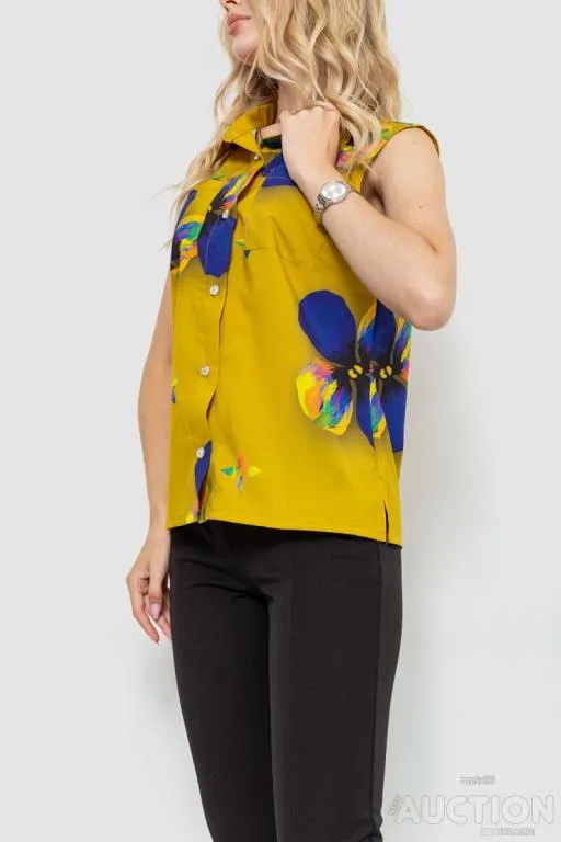 Блуза без рукавов с принтом, цвет оливковый, 102R068-6 З аукціону