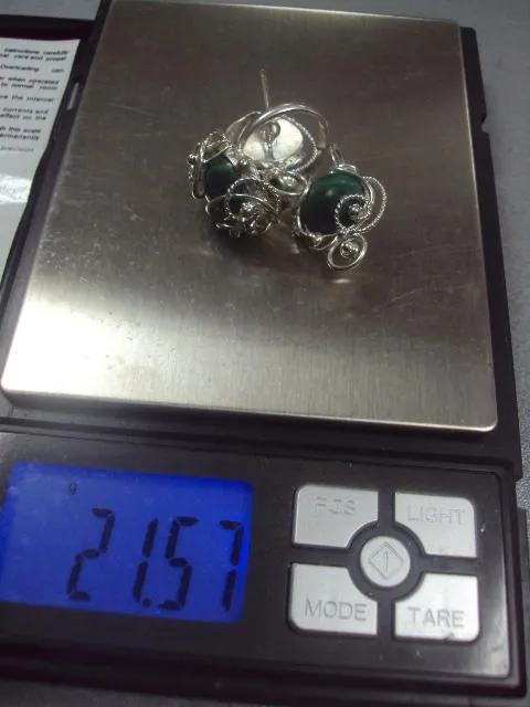 Комплект набор серьги и кольцо малахит серебро 925 проба украина 21,57 г 17 размер клейм нет №15027 Інтернет-аукціон