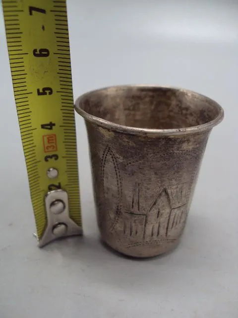 Рюмка стопка узор архитектура серебро 84 проба клеймо голова вес 20,28 г размер 4,7х3,9 см №321 З аукціону