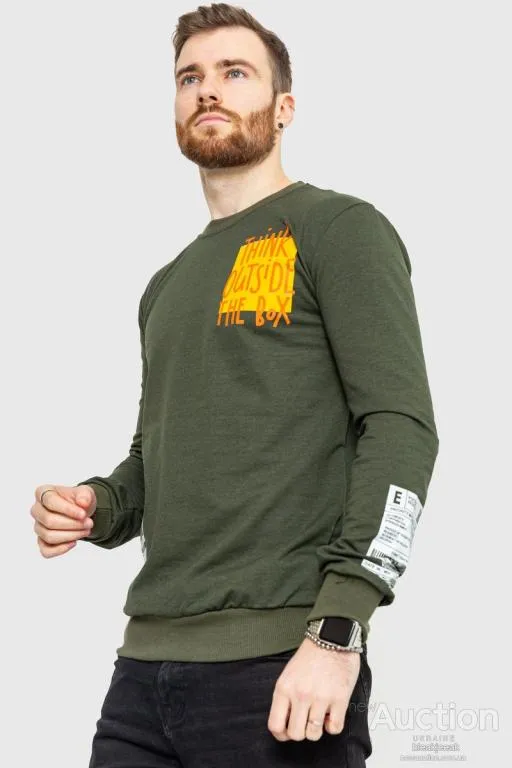 Свитшот мужской с принтом, цвет хаки, 208R0240 З аукціону