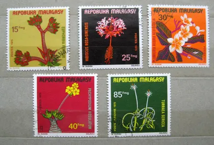 фото, ЦВЕТЫ - ФЛОРА = МАДАГАСКАР = 1975 г. = гаш. #