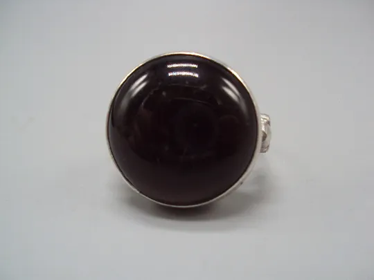 Кольцо круглая темно-коричневая вставка камень серебро Украина вес 15,81 г 21 размер №15745 Продаж