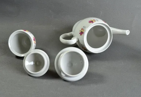 Кофейник чайник и сахарница фарфор Польша 80-е гг БУ чайник та цукорниця З аукціону