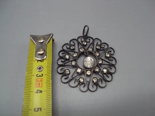 Кулон подвеска круглая цветок цветочек серебро 875 проба ссср вес 5,69 г диаметр 4,2 см №15553 З аукціону