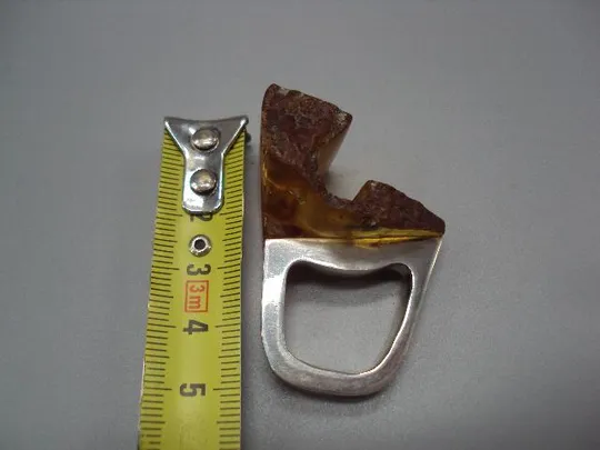 Кольцо перстень янтарь авторская работа серебро 875 проба вес 16,77 г 18-18,5 размер новое №14374 Продаж
