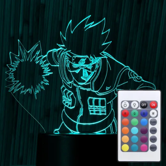 Акриловий світильник-нічник з пультом 16 кольорів Какаші Хатаке tty-n000270 Ціна