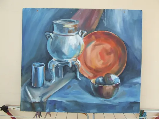 Закарпатская школа.  Глебан А   натюрморт кухонный раз.70 х 60 см. к.м. 2000 гг. Ужгород Де купити